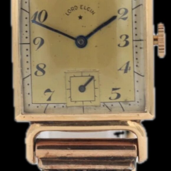Vintage Lord Elgin Articulated Lugs Men\'s Mechanical Wristwatch 559 USA 14k GF